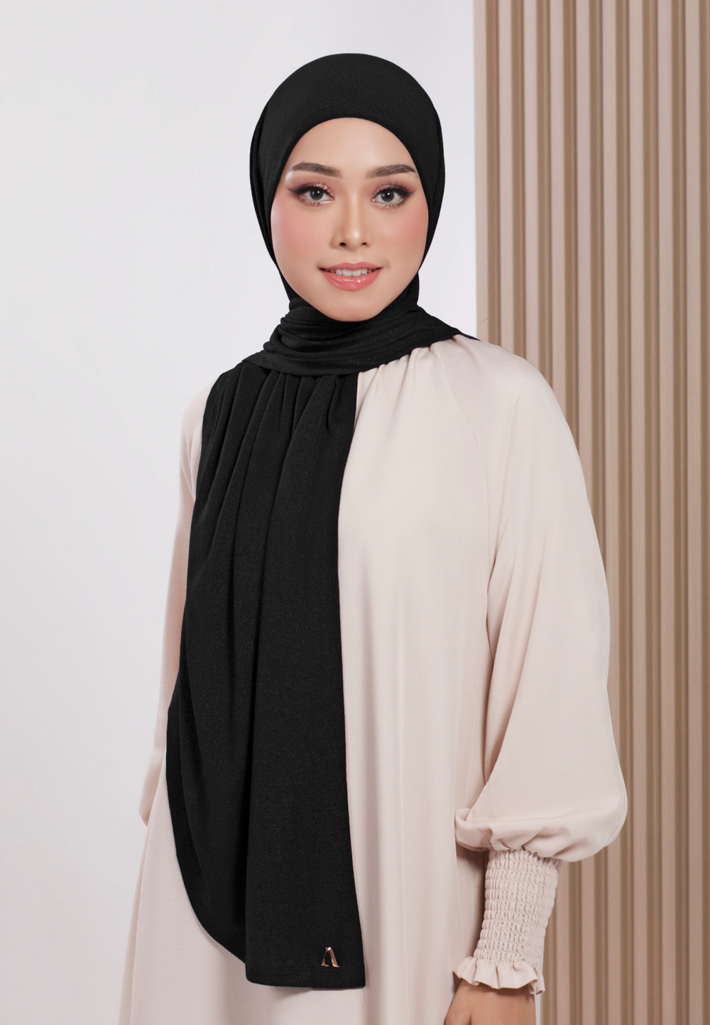 AFRAH INSTANT SHAWL  TIE BACK IN BLACK
