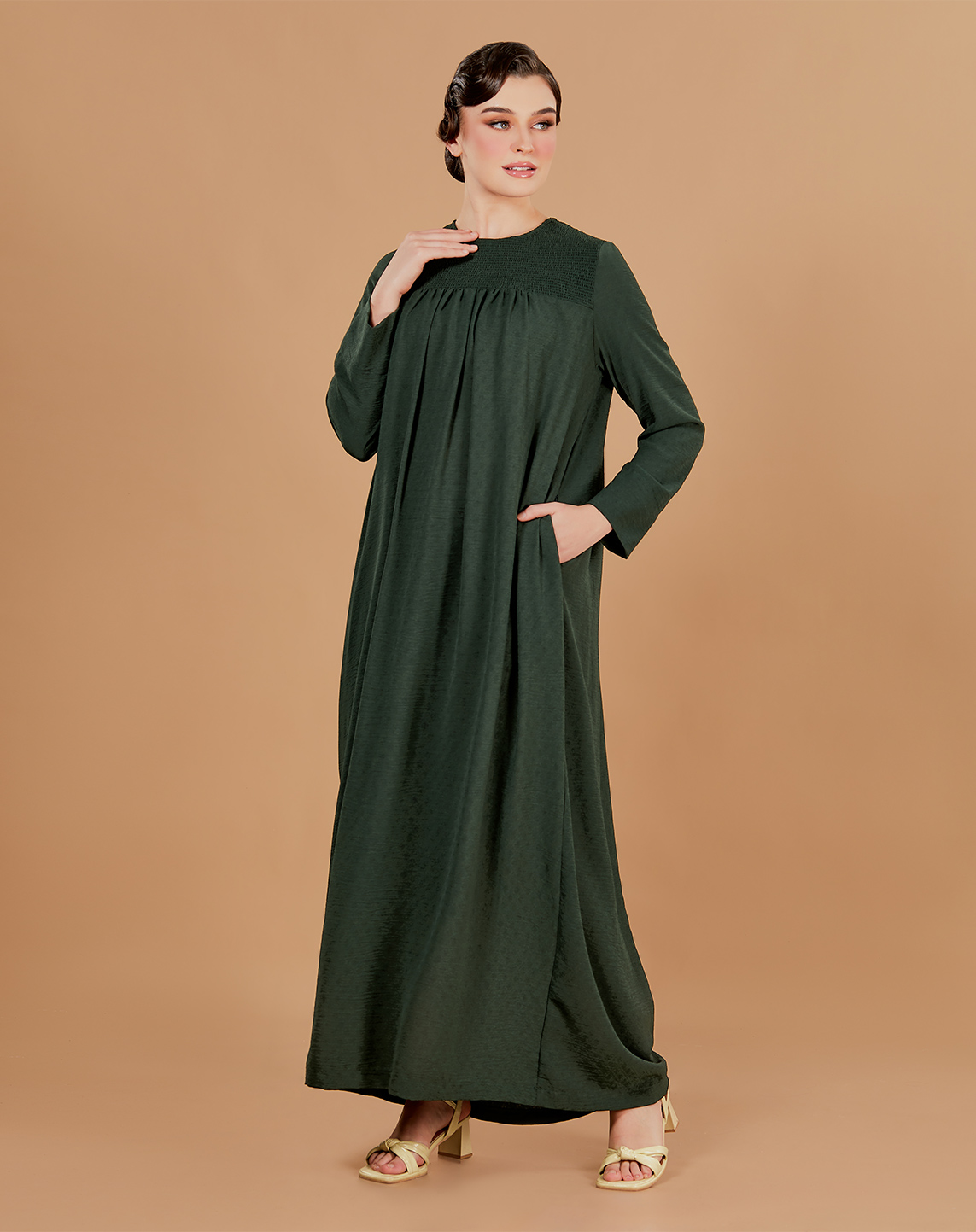 EIREEN DRESS IN DARK GREEN