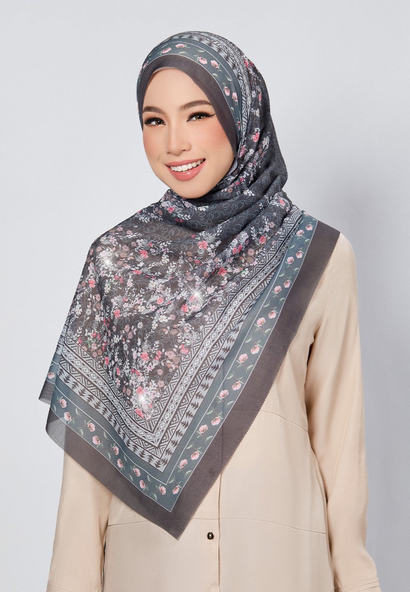 SHAWL NERIDA VOILE PRINTED LASERCUT DIAMOND