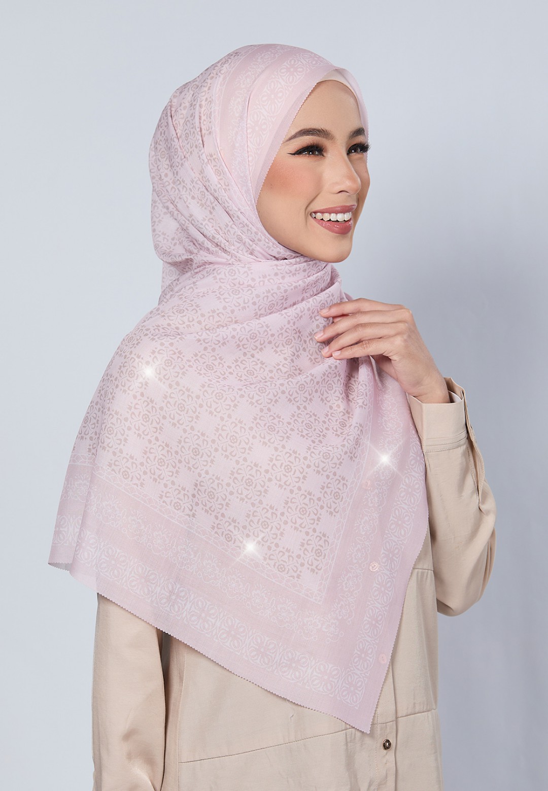 SHAWL VIOLA VOILE PRINTED LASERCUT DIAMOND