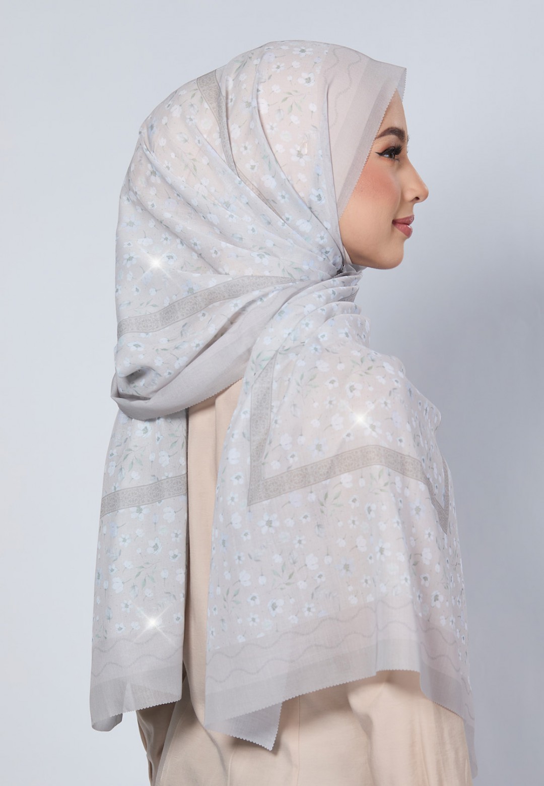 SHAWL CICELY VOILE PRINTED LASERCUT DIAMOND