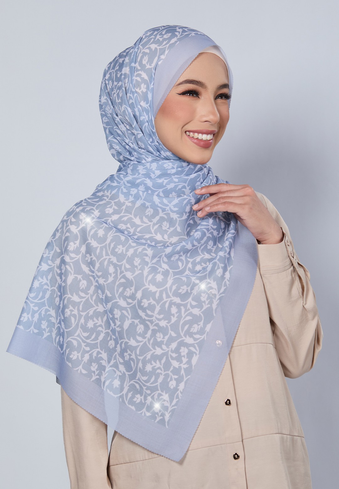 SHAWL DULCE VOILE PRINTED LASERCUT DIAMOND