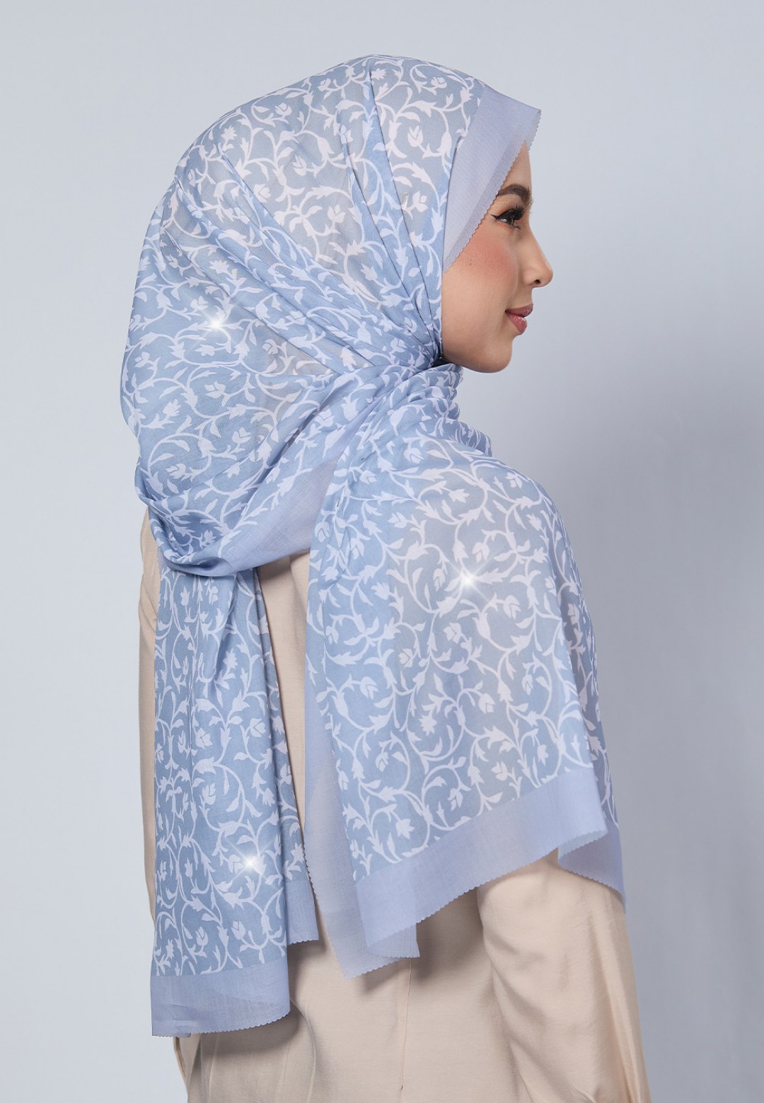 SHAWL DULCE VOILE PRINTED LASERCUT DIAMOND