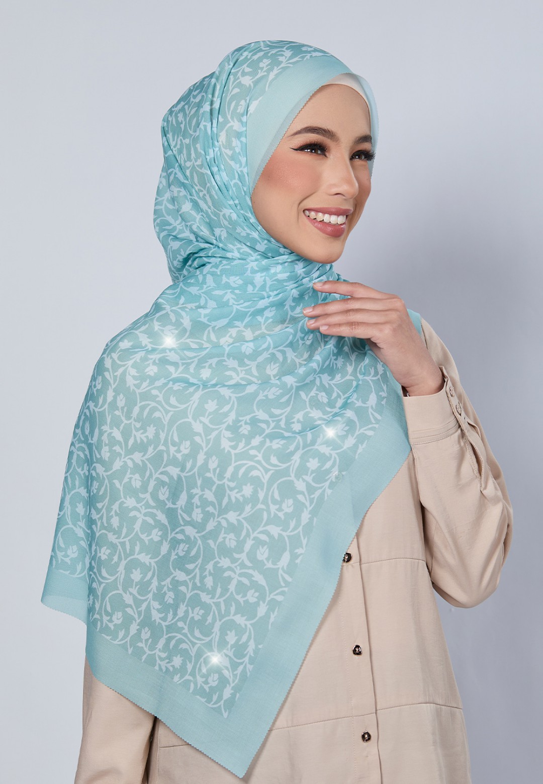 SHAWL DULCE VOILE PRINTED LASERCUT DIAMOND