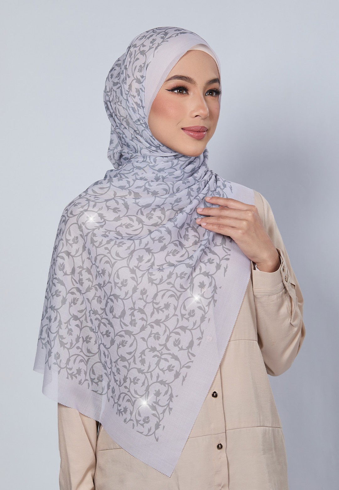 SHAWL DULCE VOILE PRINTED LASERCUT DIAMOND