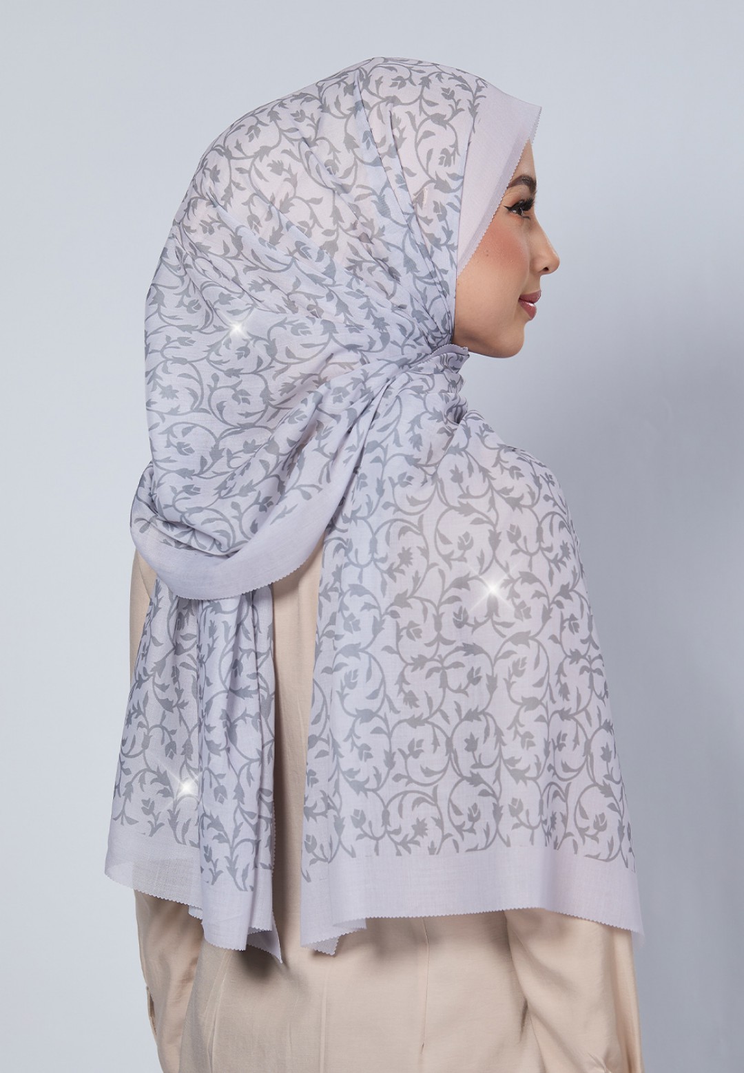 SHAWL DULCE VOILE PRINTED LASERCUT DIAMOND