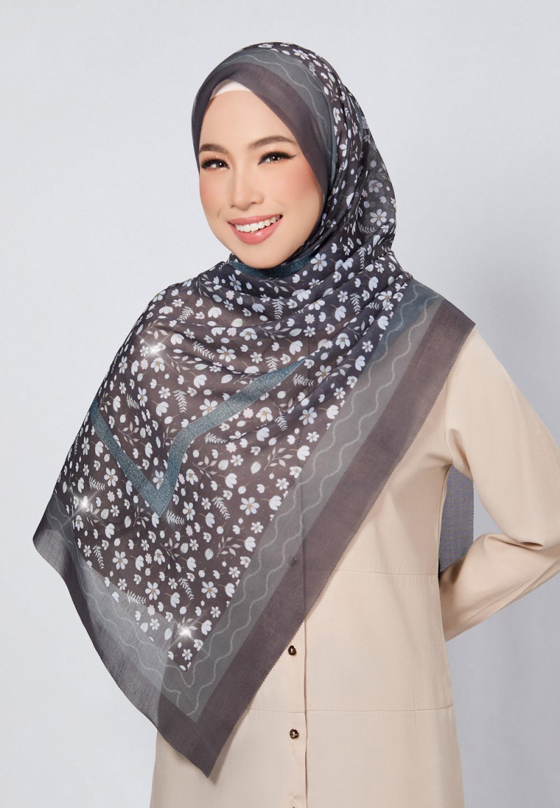SHAWL CICELY VOILE PRINTED LASERCUT DIAMOND