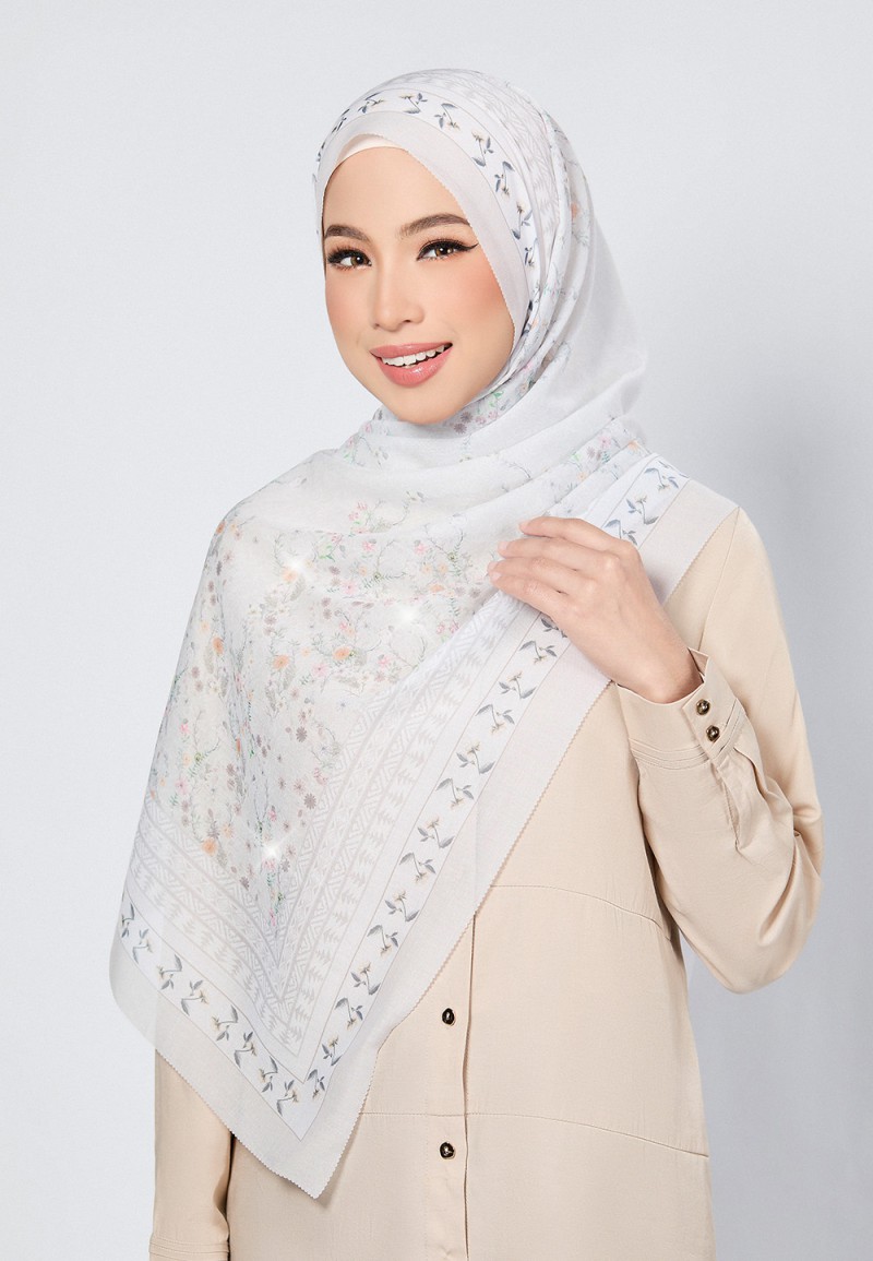 SHAWL NERIDA VOILE PRINTED LASERCUT DIAMOND