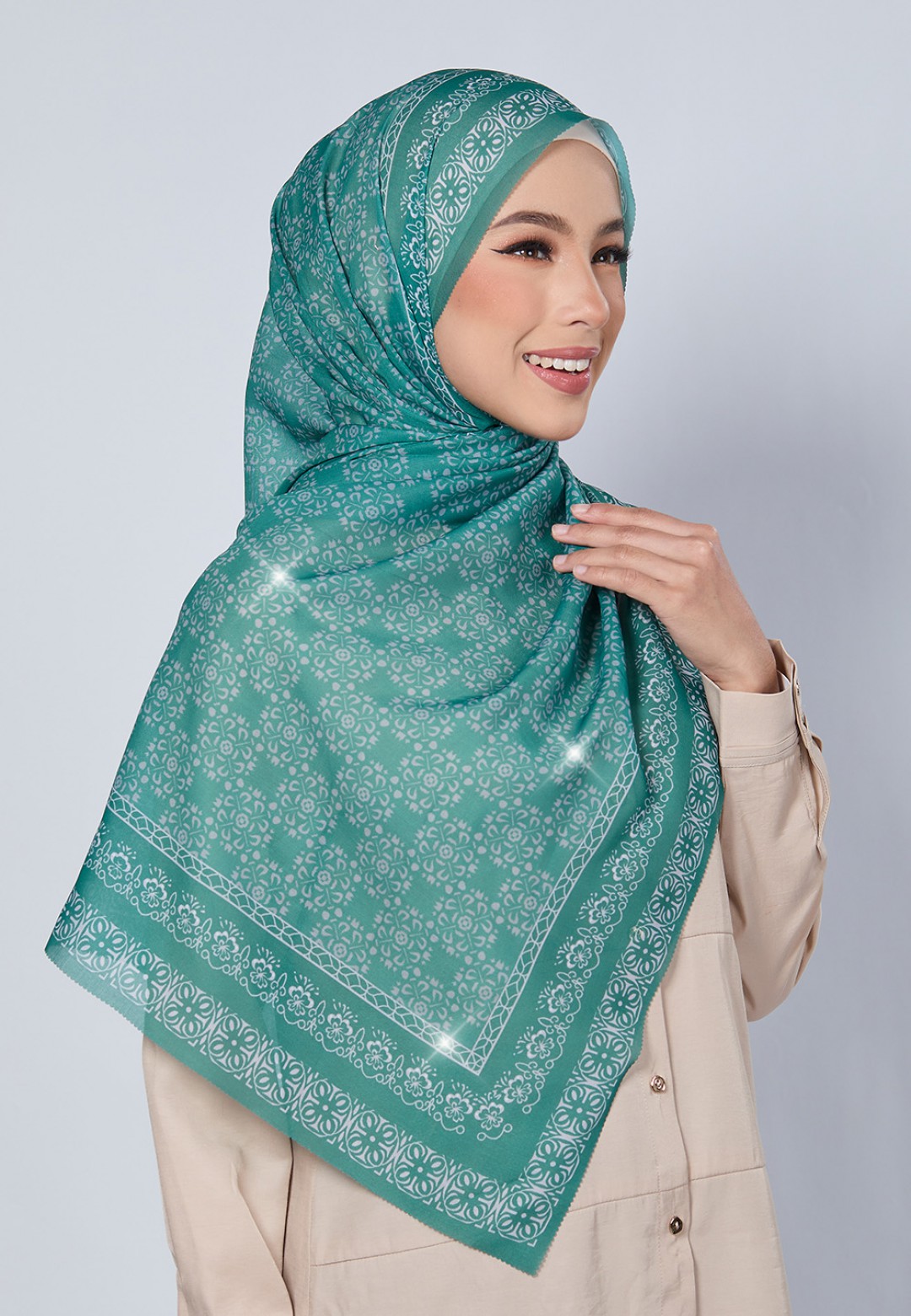 SHAWL VIOLA VOILE PRINTED LASERCUT DIAMOND