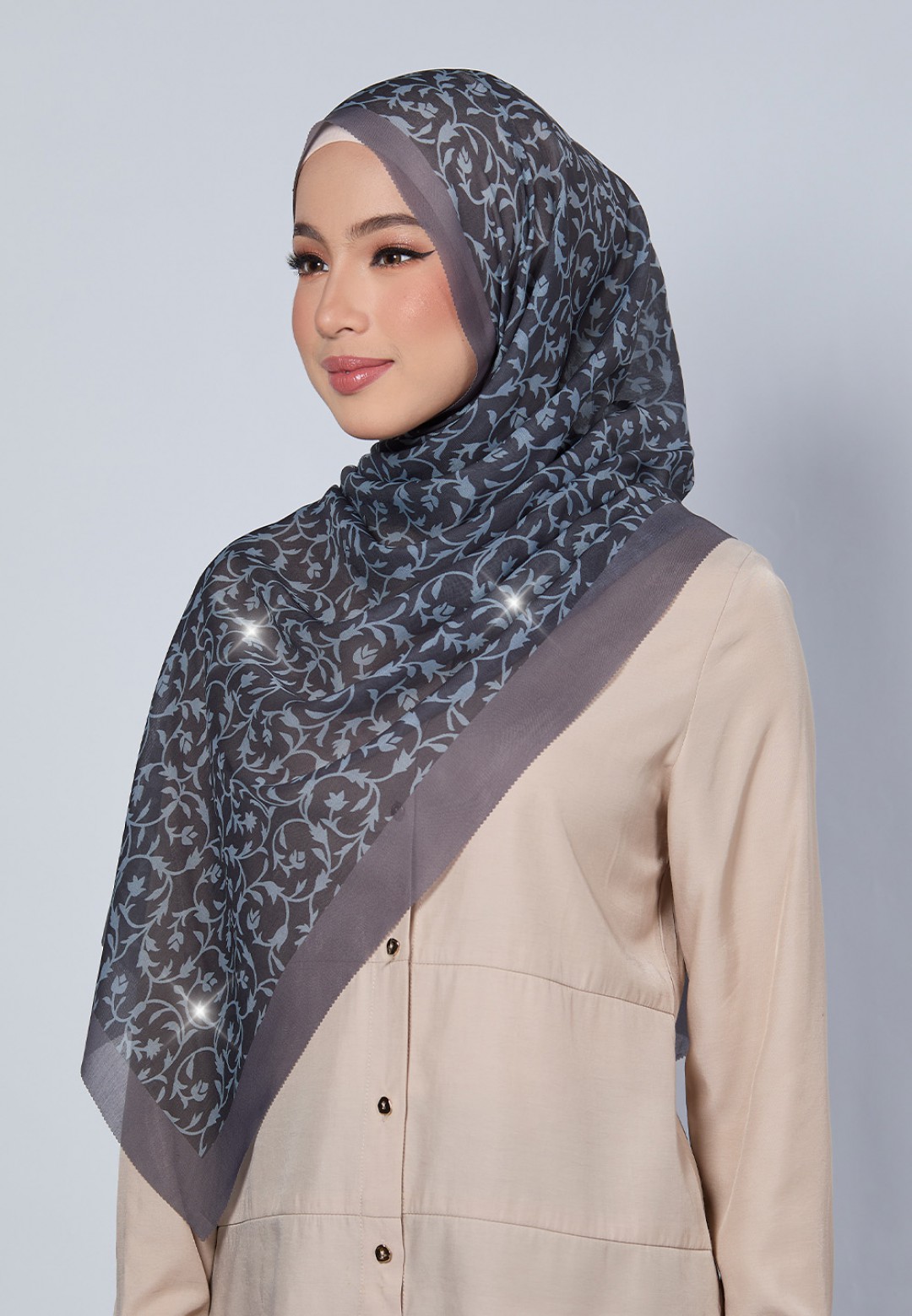 SHAWL DULCE VOILE PRINTED LASERCUT DIAMOND