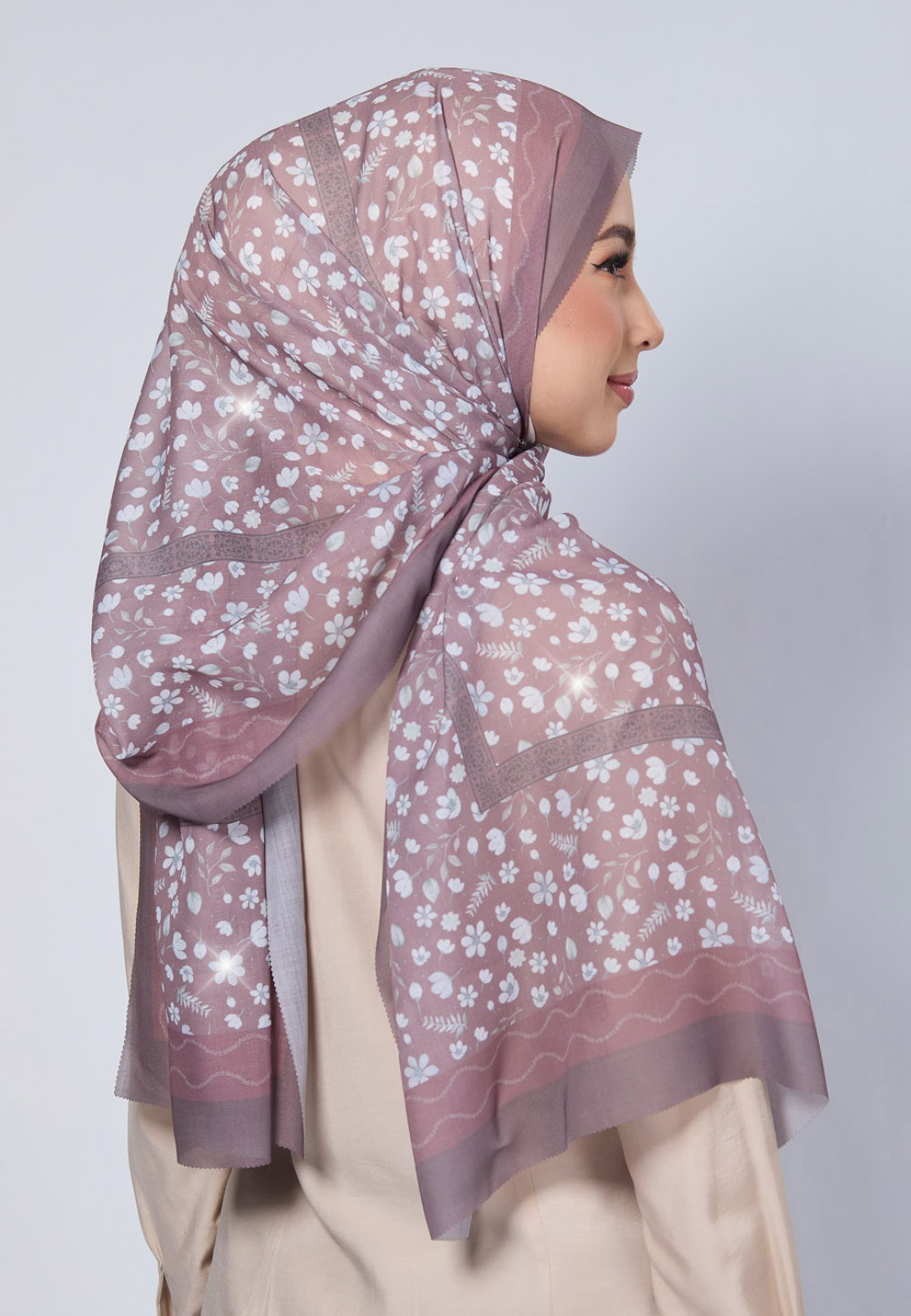 SHAWL CICELY VOILE PRINTED LASERCUT DIAMOND