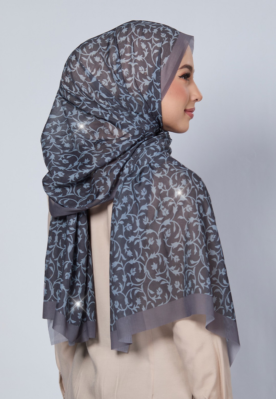 SHAWL DULCE VOILE PRINTED LASERCUT DIAMOND