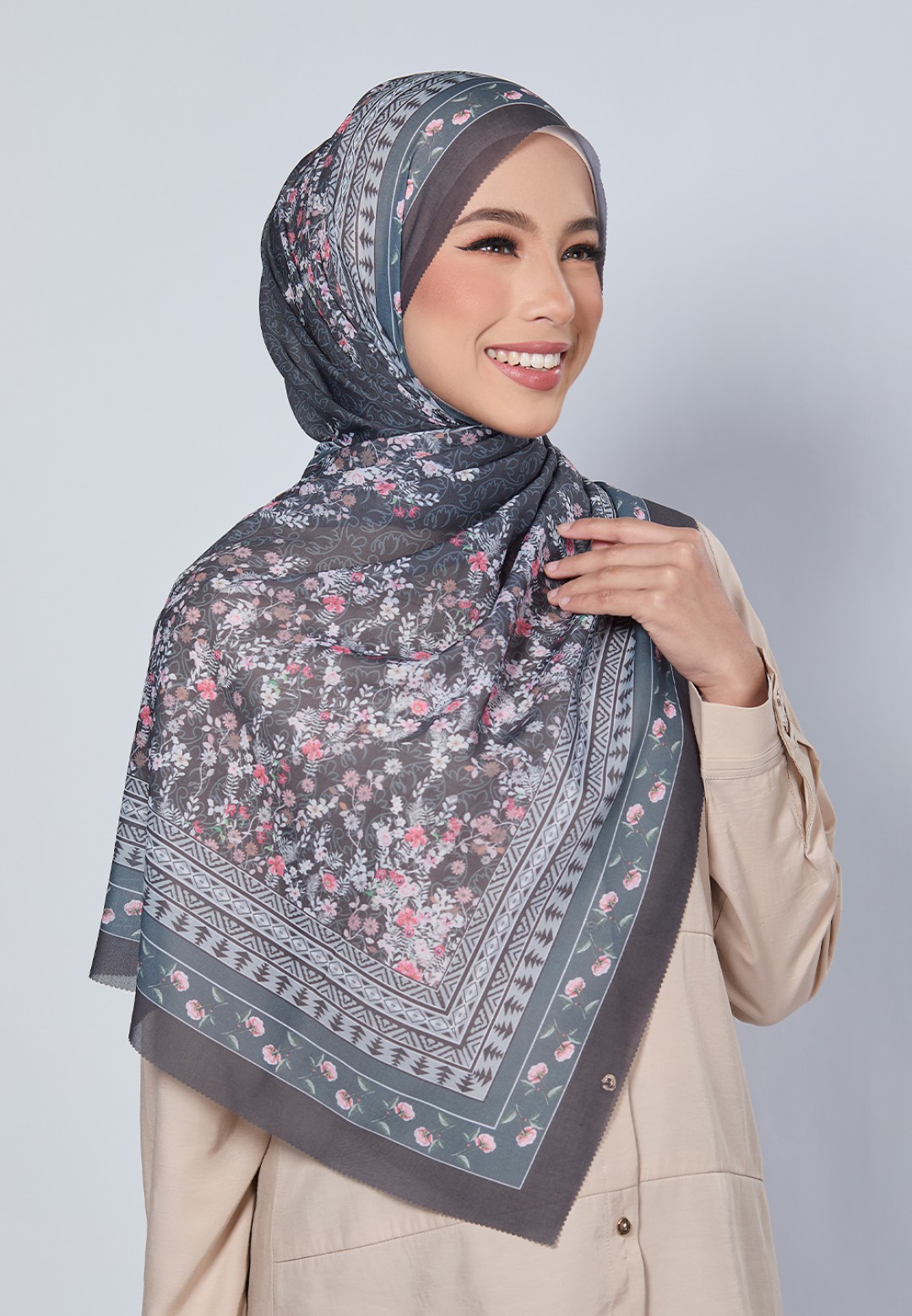 SHAWL NERIDA VOILE PRINTED LASERCUT