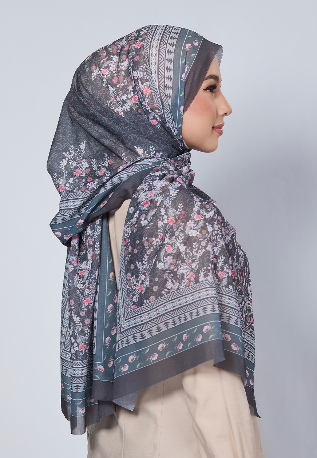 SHAWL NERIDA VOILE PRINTED LASERCUT