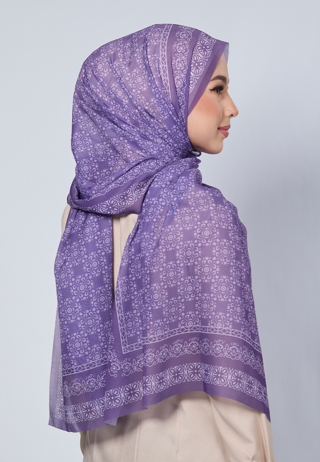 SHAWL VIOLA VOILE PRINTED LASERCUT