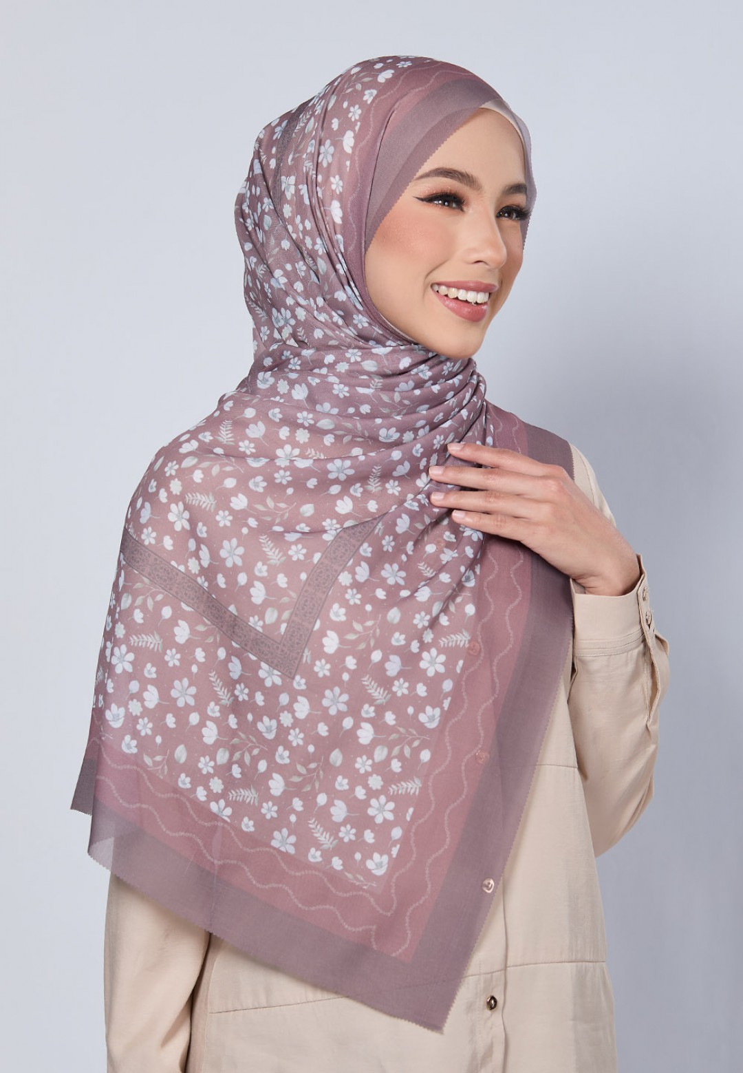 SHAWL CICELY VOILE PRINTED LASERCUT