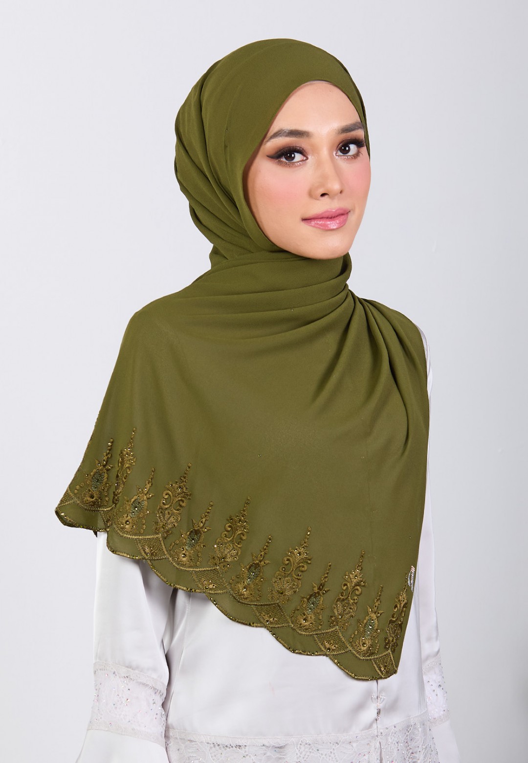 SHAWL NABIELAH PLAIN EMBROIDERY DIAMOND