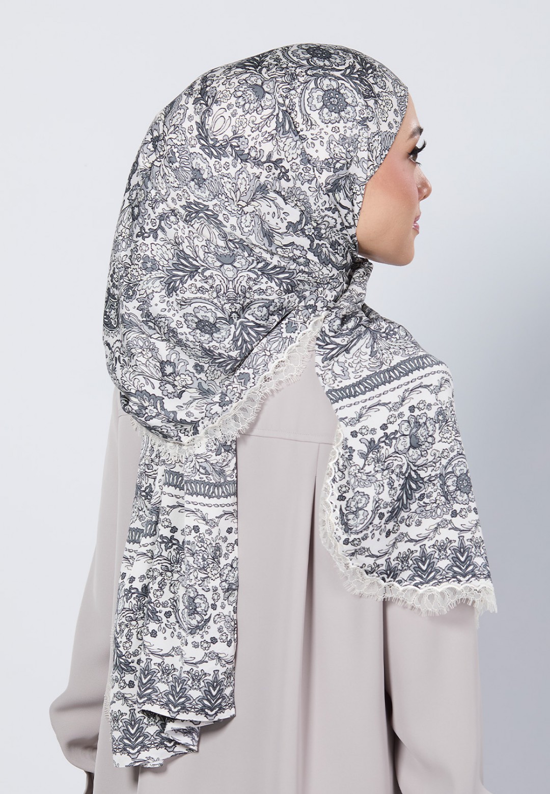 SHAWL THEIA PRINTED WITH LACE