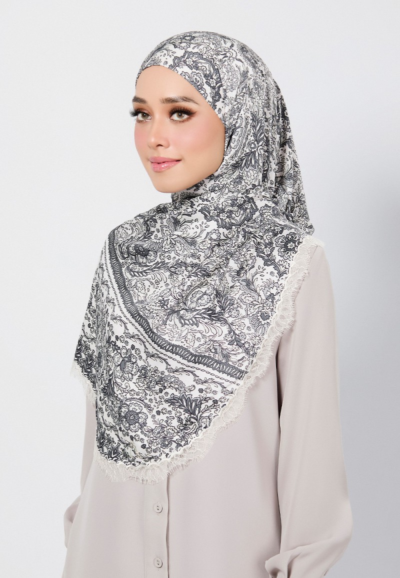SHAWL THEIA PRINTED WITH LACE