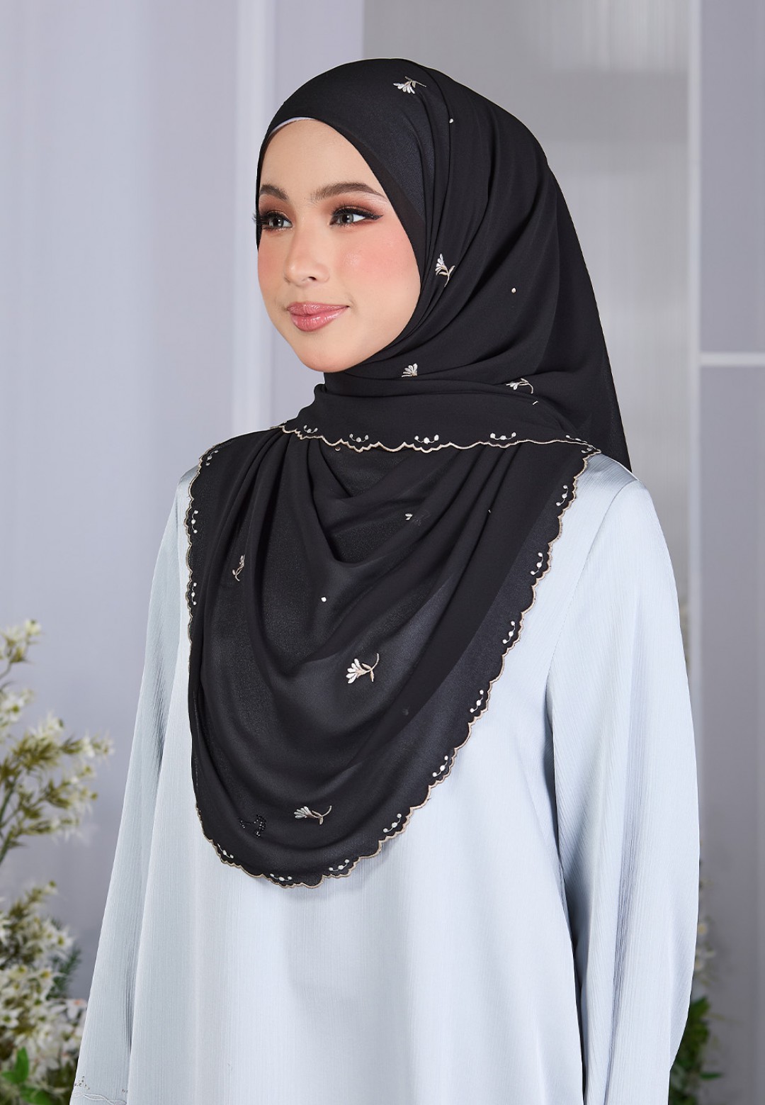 SHAWL FIORE PLAIN EMBROIDERY