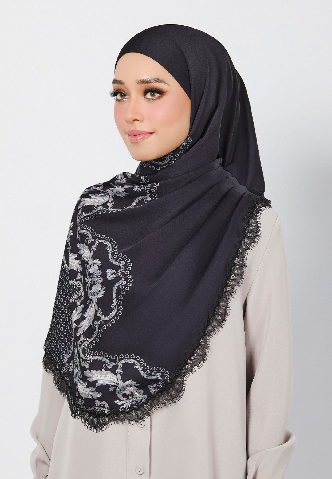 SHAWL WAYLA PRINTED WITH LACE