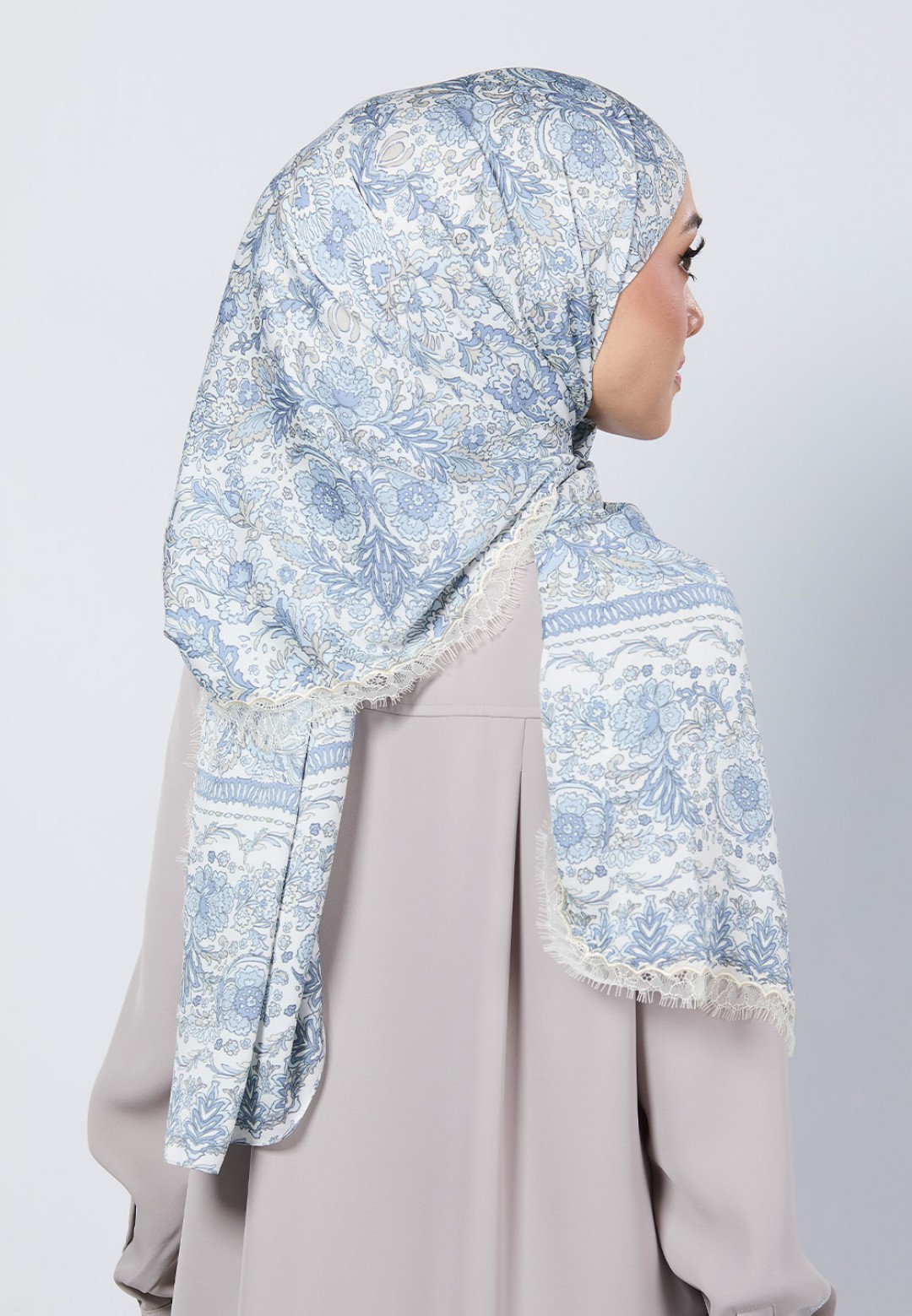 SHAWL THEIA PRINTED WITH LACE