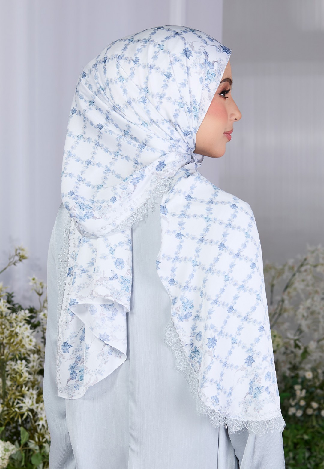 SHAWL ABBY PRINTED WITH LACE