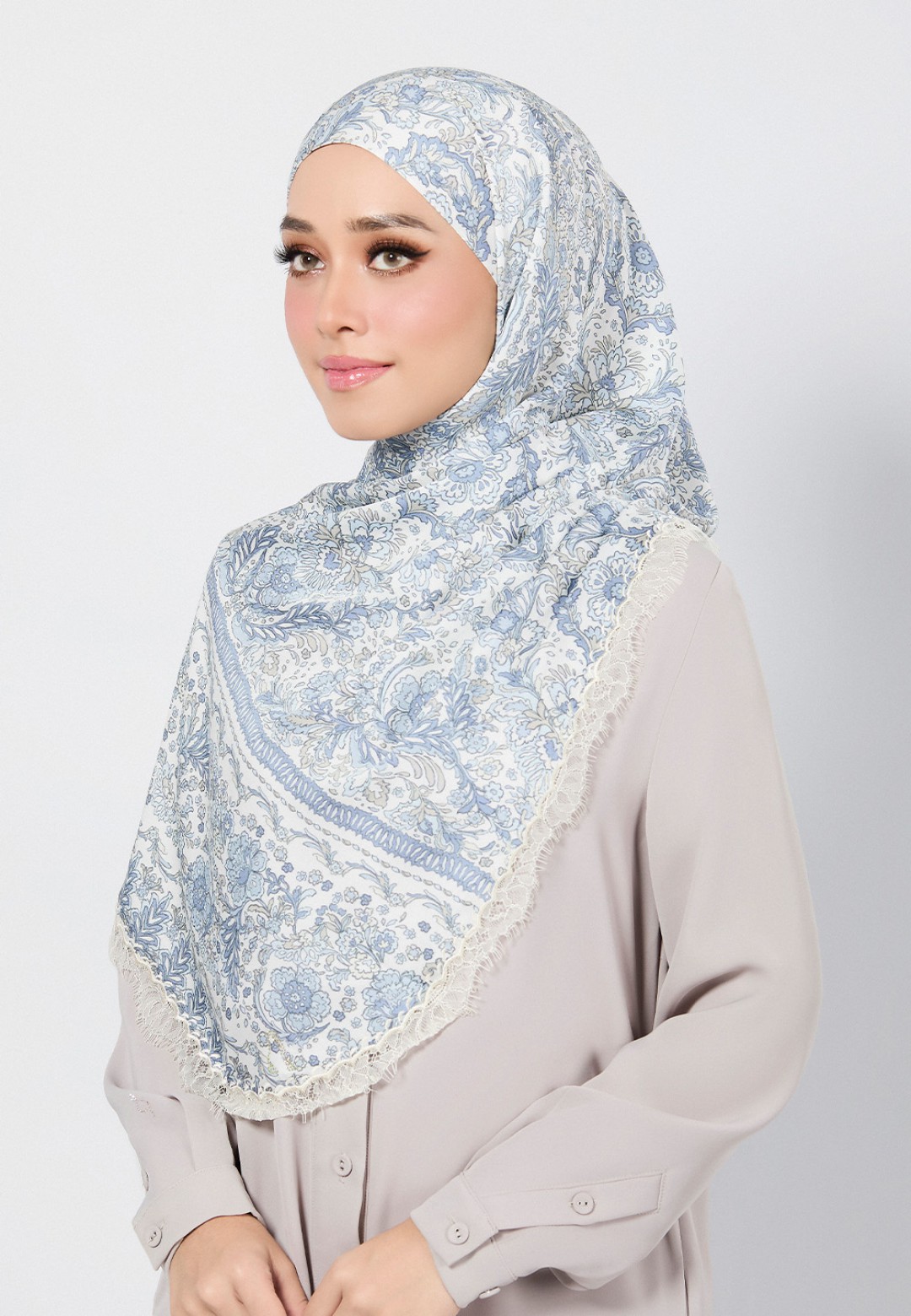 SHAWL THEIA PRINTED WITH LACE