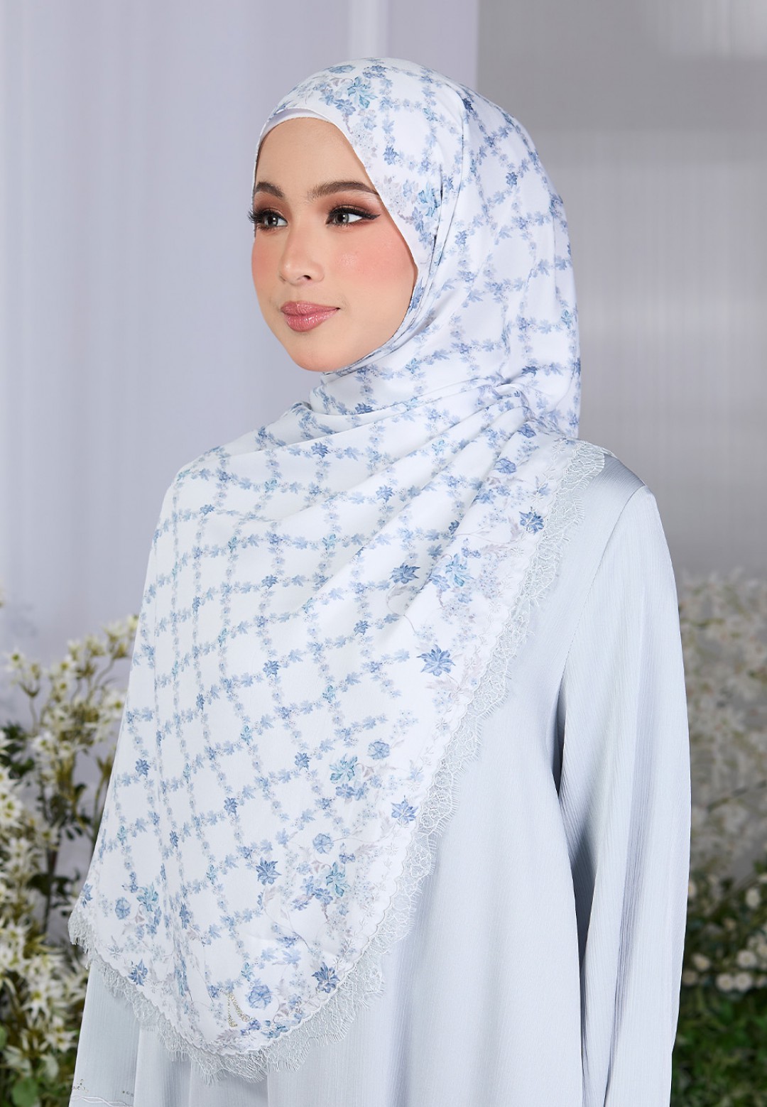SHAWL ABBY PRINTED WITH LACE