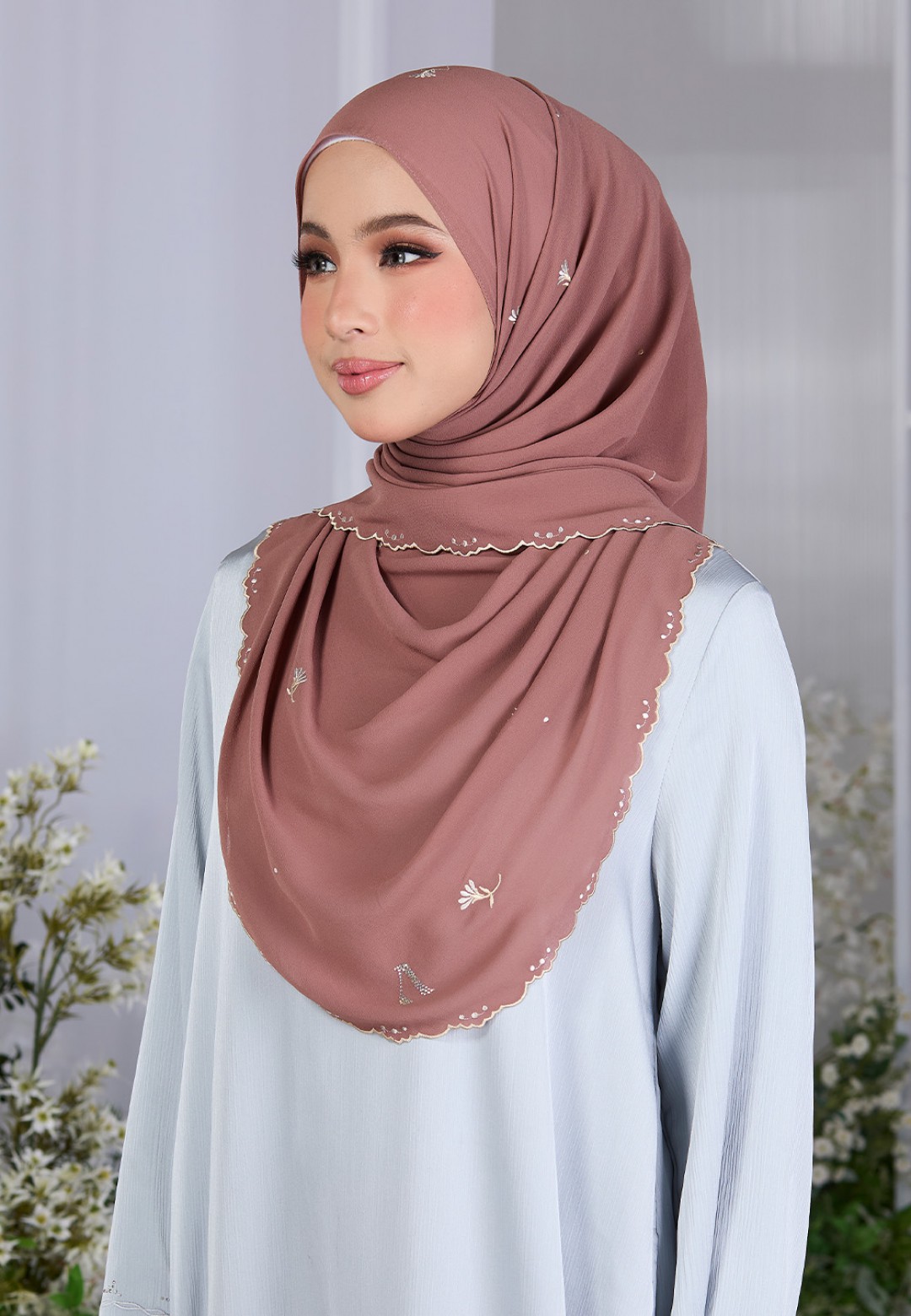 SHAWL FIORE PLAIN EMBROIDERY
