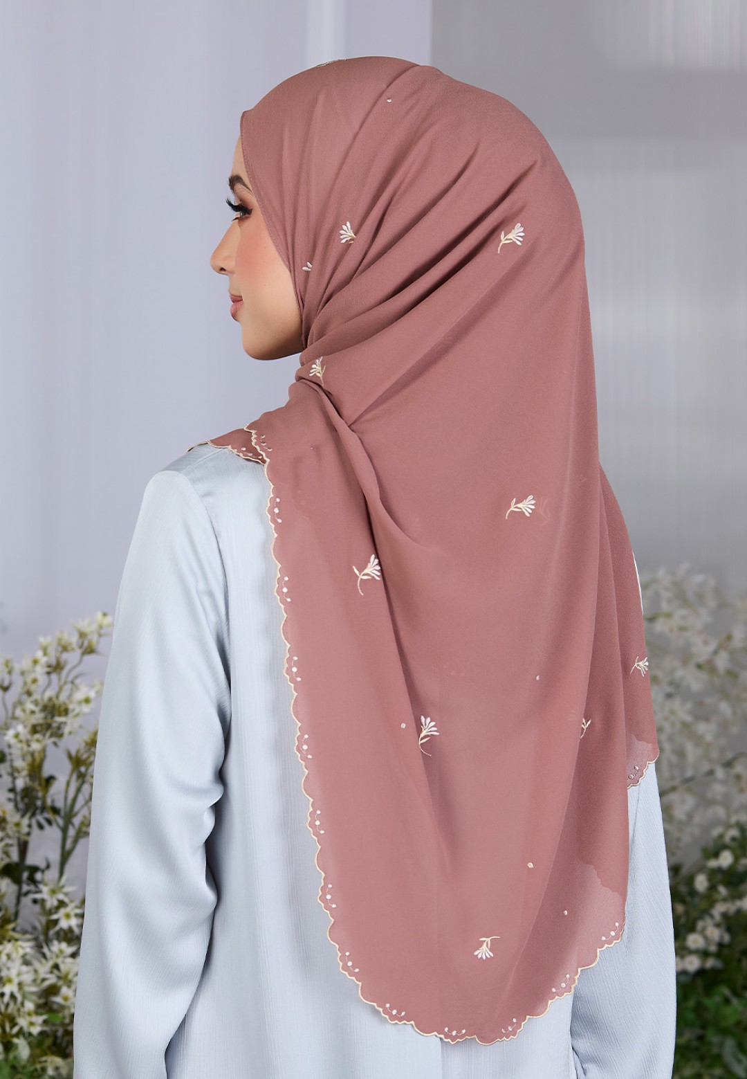 SHAWL FIORE PLAIN EMBROIDERY