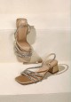 TALIA STRAPPY BLOCK HEELS IN CHAMPAGNE
