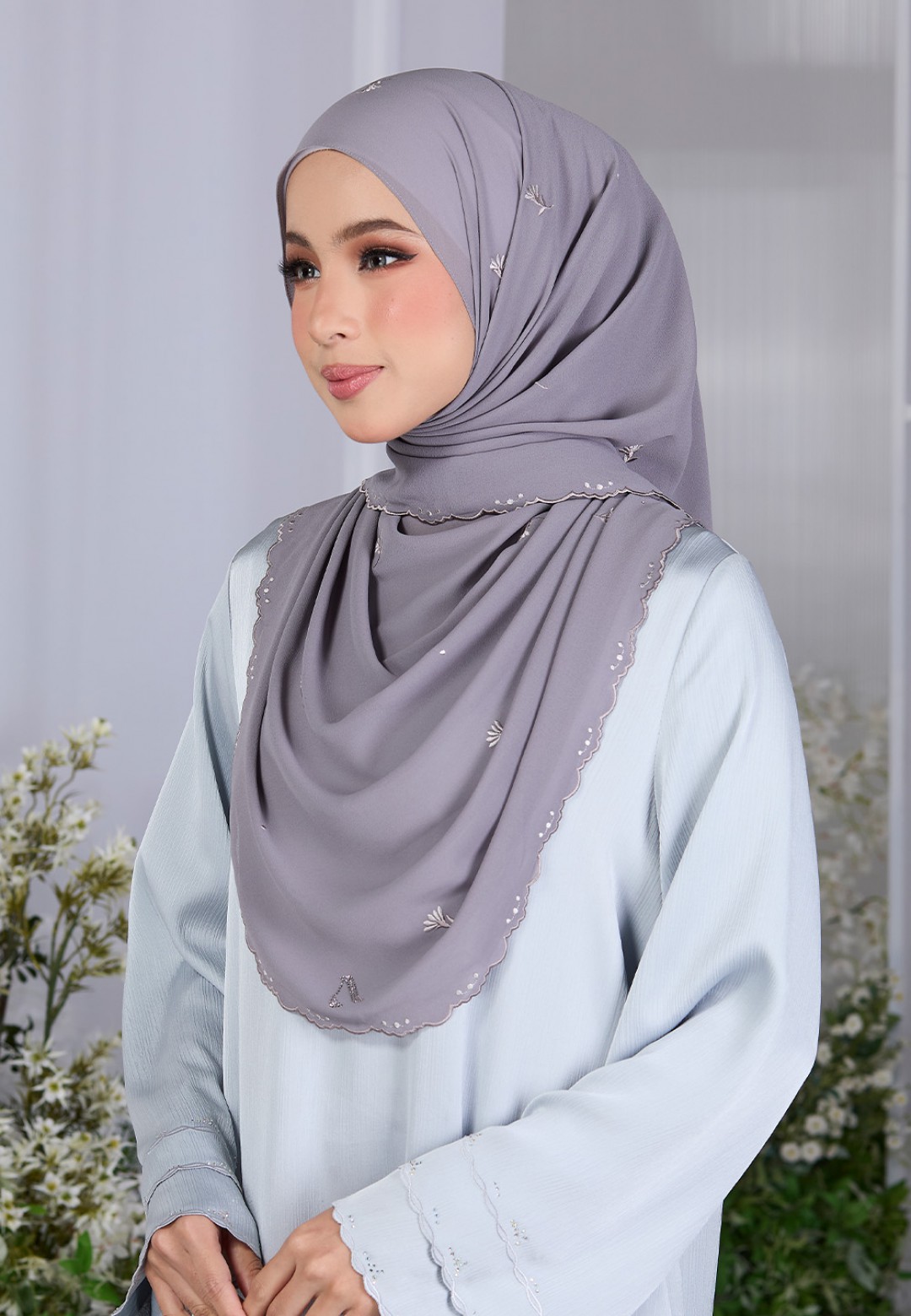 SHAWL FIORE PLAIN EMBROIDERY