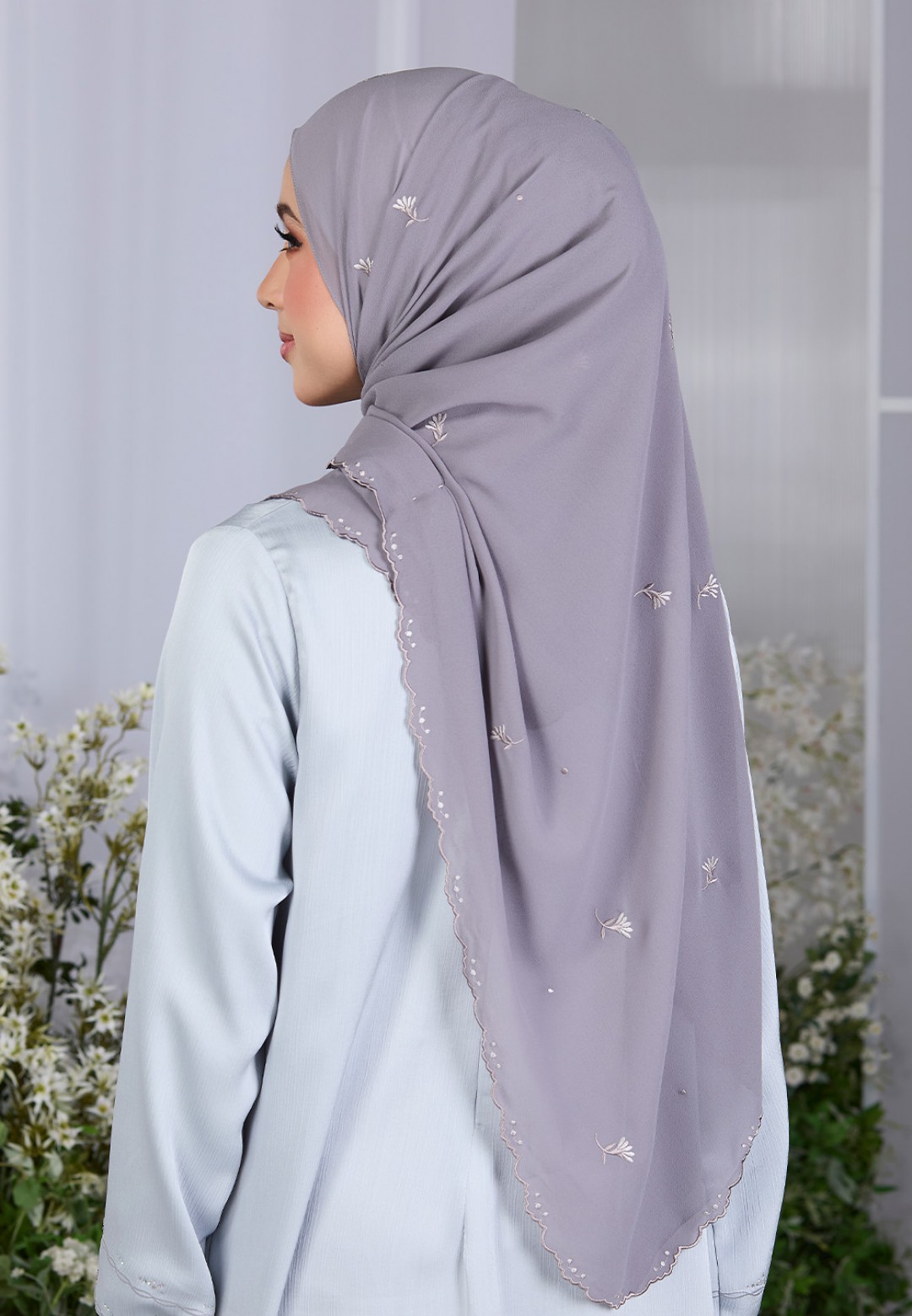 SHAWL FIORE PLAIN EMBROIDERY