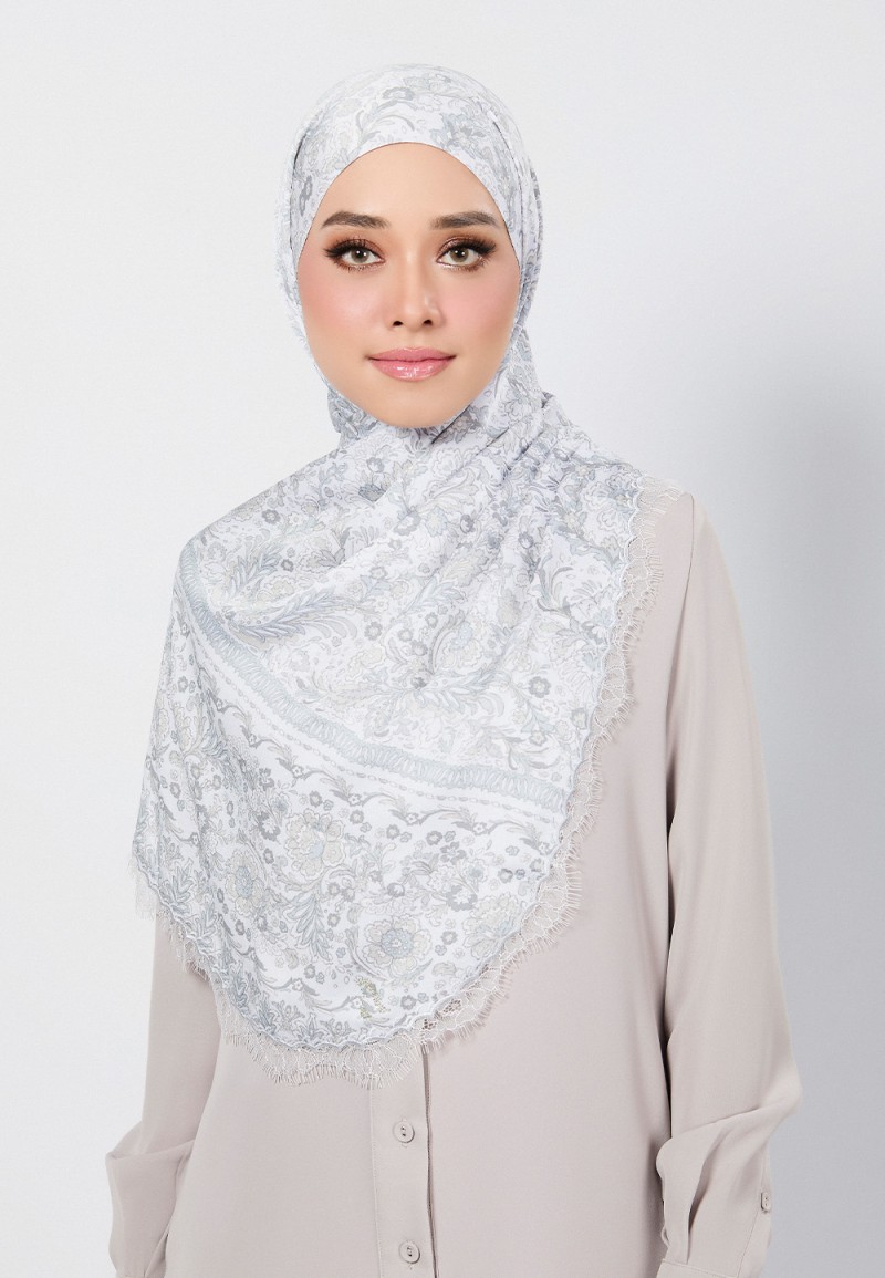 SHAWL THEIA PRINTED WITH LACE