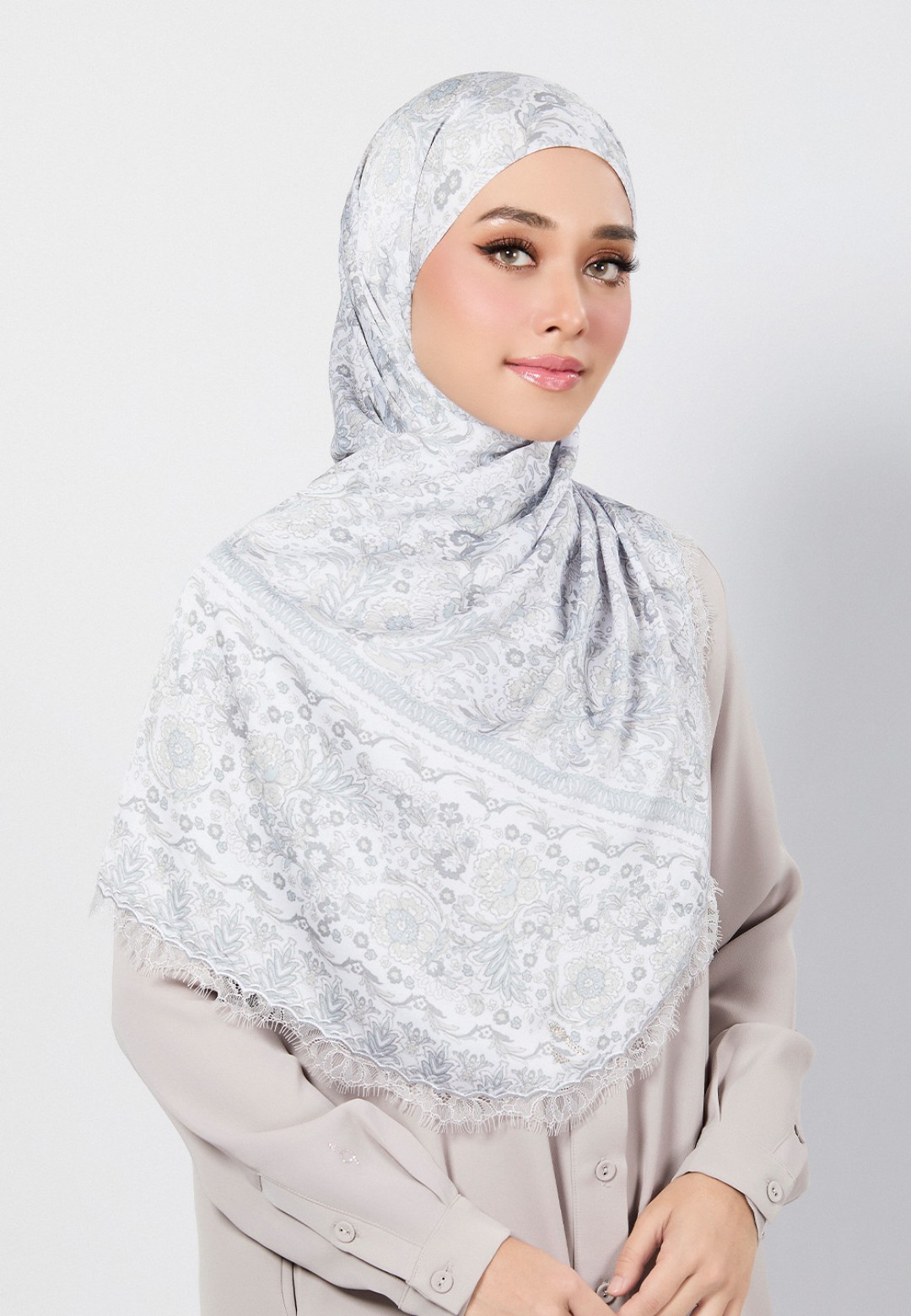 SHAWL THEIA PRINTED WITH LACE