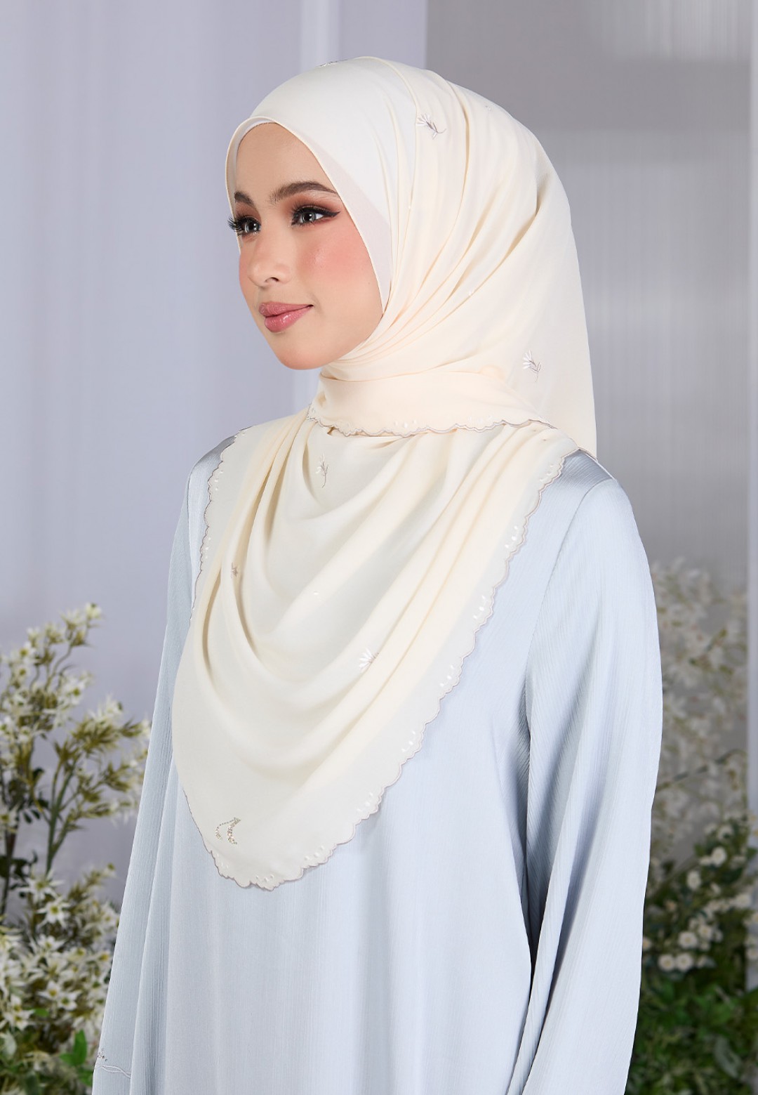 SHAWL FIORE PLAIN EMBROIDERY
