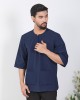 KURTA GHAZI 3/4 SLEEVE IN NAVY BLUE