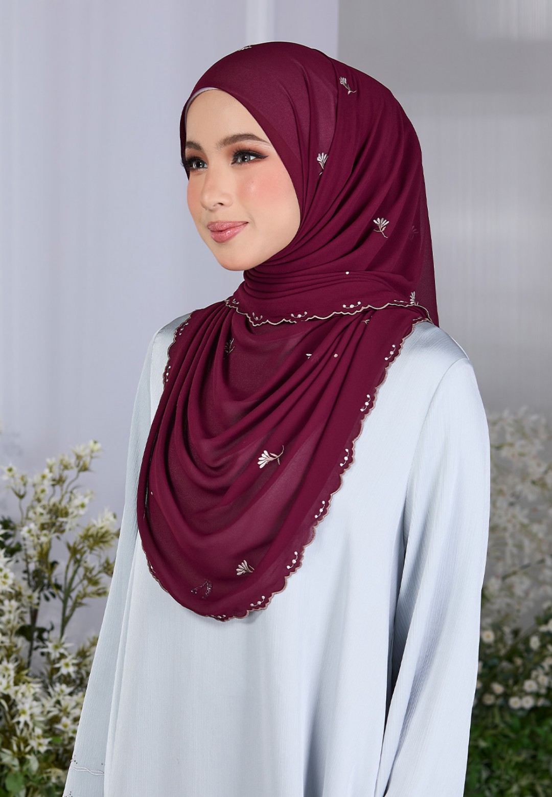 SHAWL FIORE PLAIN EMBROIDERY