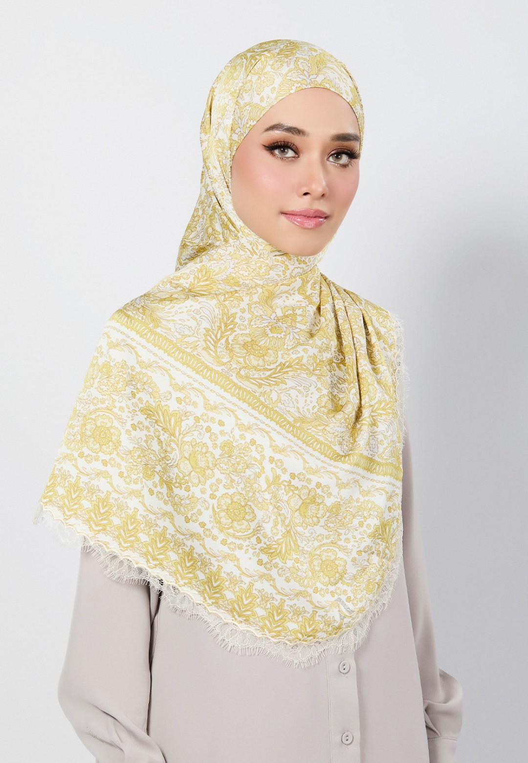 SHAWL THEIA PRINTED WITH LACE