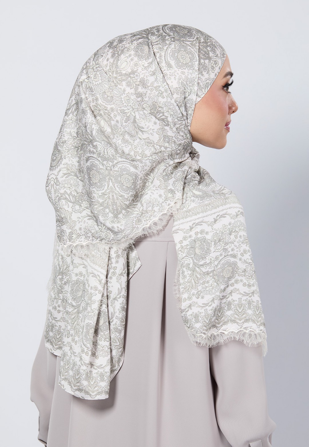 SHAWL THEIA PRINTED WITH LACE