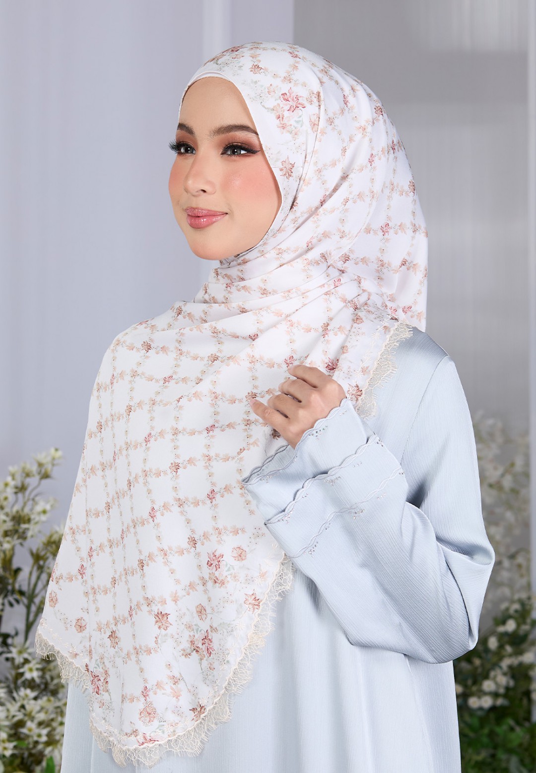 SHAWL ABBY PRINTED WITH LACE
