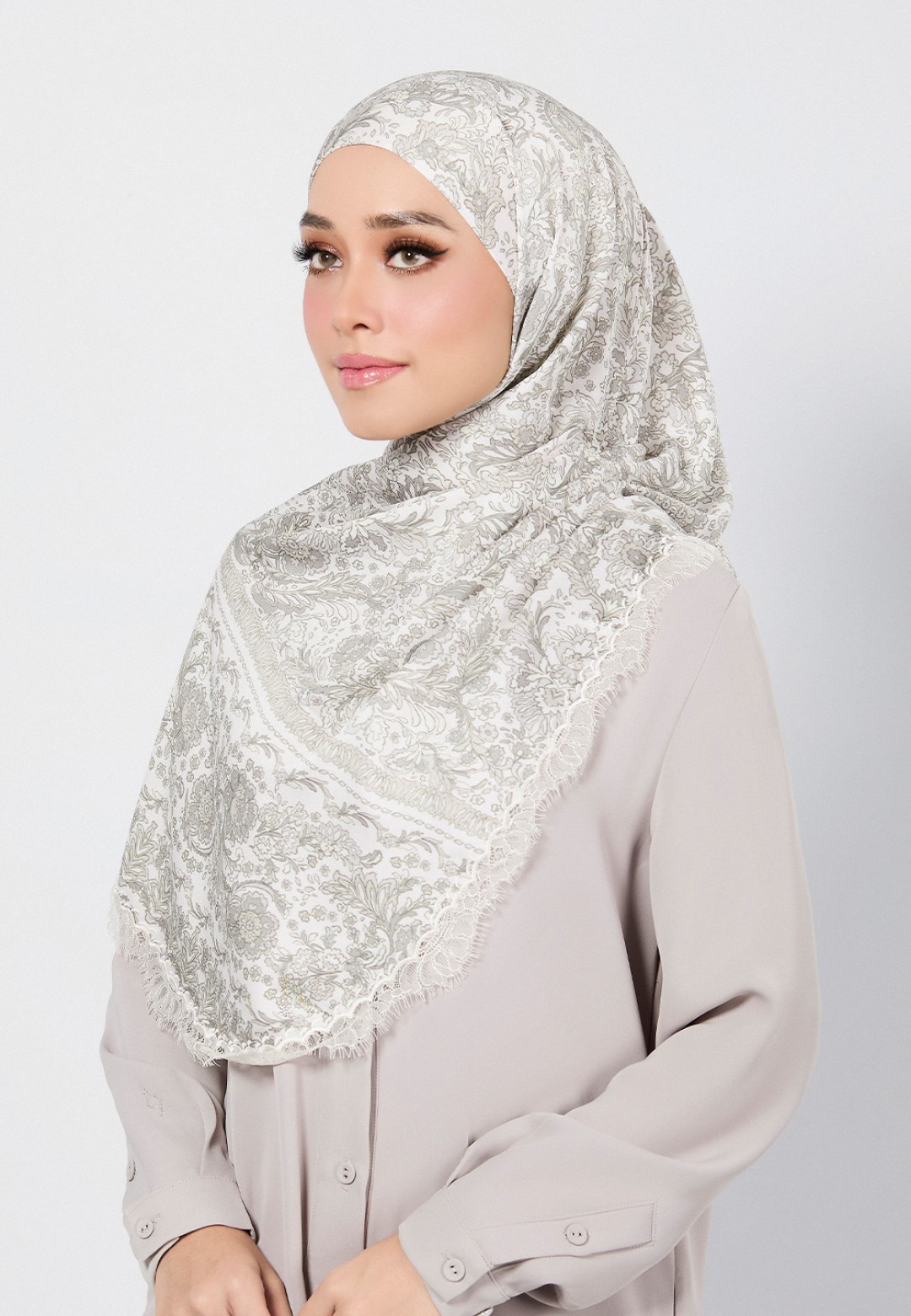 SHAWL THEIA PRINTED WITH LACE
