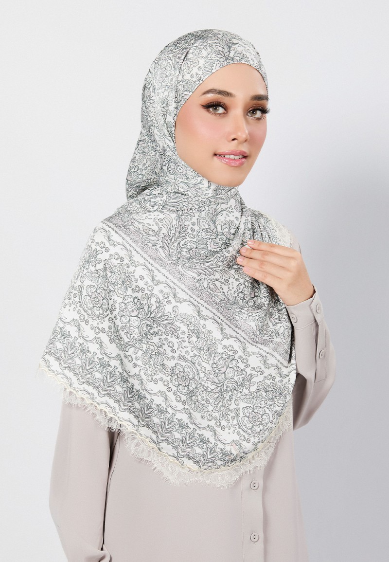 SHAWL THEIA PRINTED WITH LACE