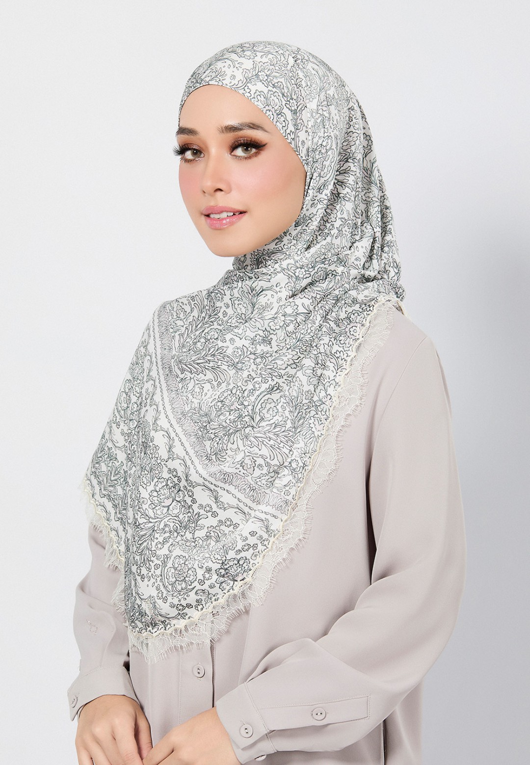 SHAWL THEIA PRINTED WITH LACE