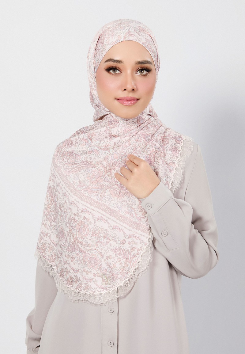 SHAWL THEIA PRINTED WITH LACE