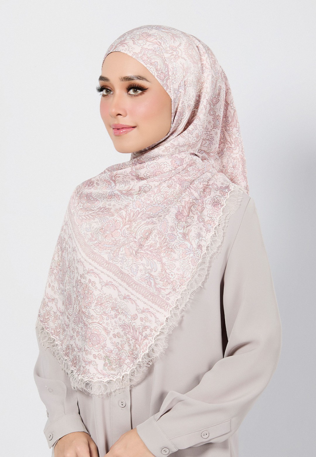SHAWL THEIA PRINTED WITH LACE