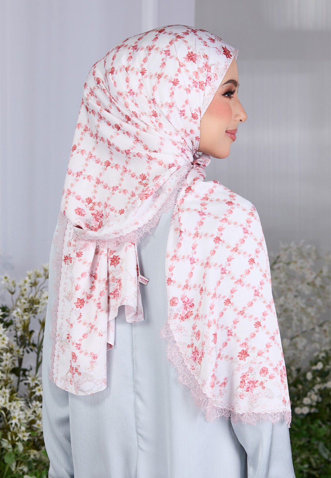 SHAWL ABBY PRINTED WITH LACE
