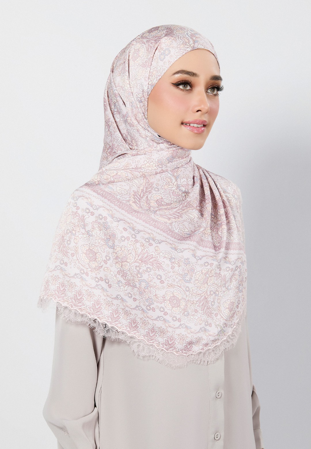 SHAWL THEIA PRINTED WITH LACE