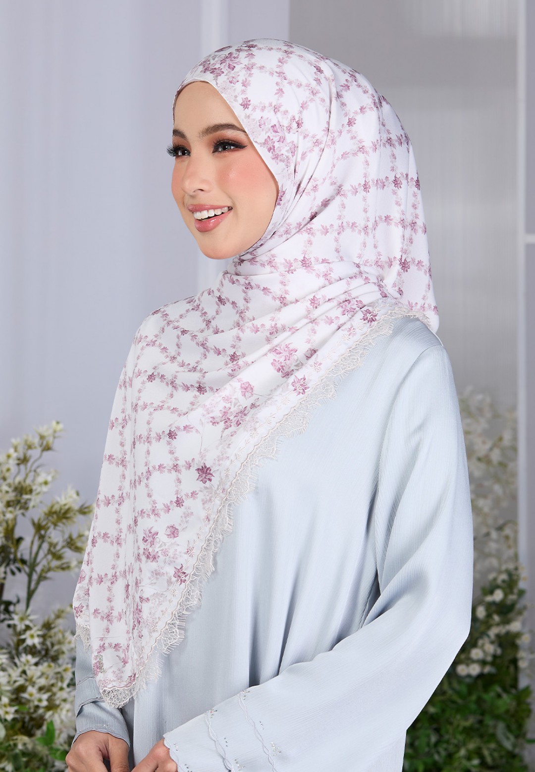 SHAWL ABBY PRINTED WITH LACE